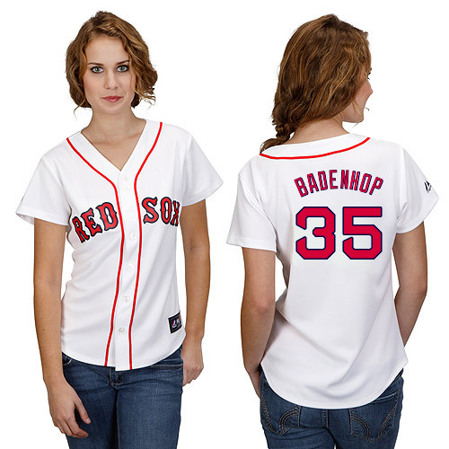 Burke Badenhop #35 mlb Jersey-Boston Red Sox Women's Authentic Home White Cool Base Baseball Jersey